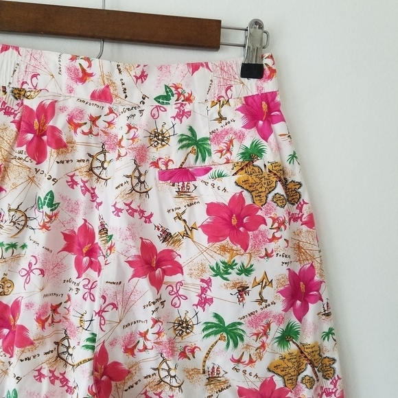 Vintage Floral Tropical Hawaiian Baggy Pleated Shorts Size 6 - Picture 7 of 10
